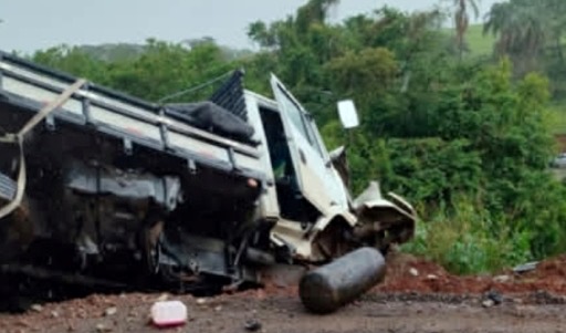 Caminhão perde o freio em Lavras e despenca em barranco, no acesso ao bairro Nova Era - veja vídeo